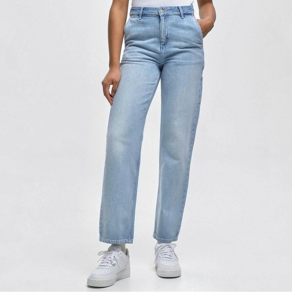 Carhartt WIP Pierce Carpenter Jeans Light Blue Wash RW Boyfriend Denim Size 28‎